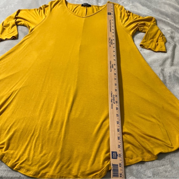 All For You 2XL Yellow T-Shirt Dress Made in the USA 3/4 sleeves Rayon/Spandex - Picture 7 of 9